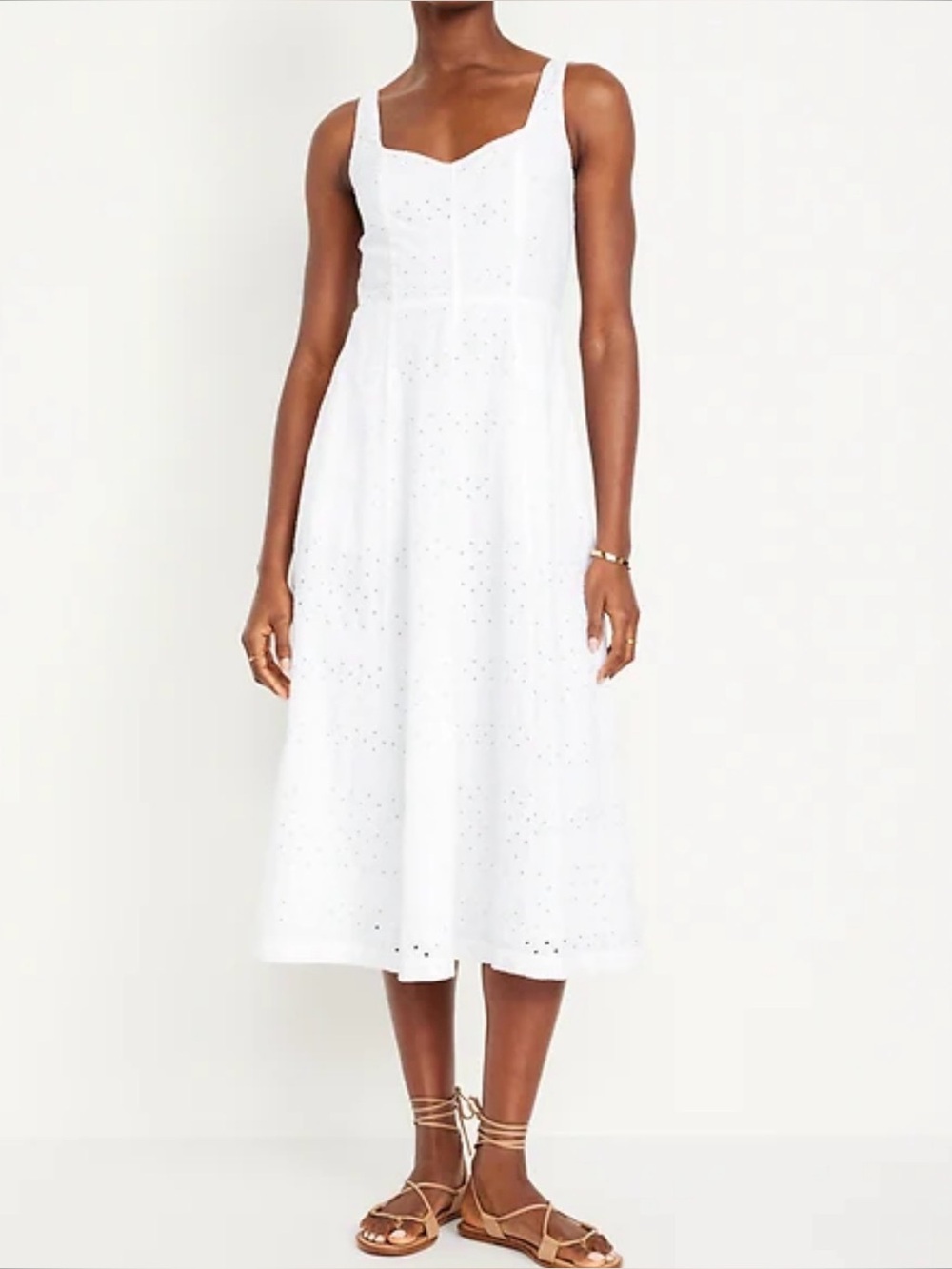 fit and flare eyelet midi dress